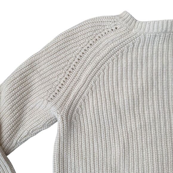 J. Crew Pointelle Sweater Wool Blend Cream White Medium - Picture 5 of 6